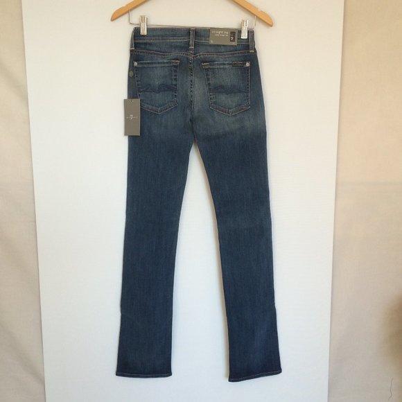 Seven 7 For All Mankind Womens Straight Leg Jeans 24 x 32 Low Rise Stretch NWT - Picture 3 of 12